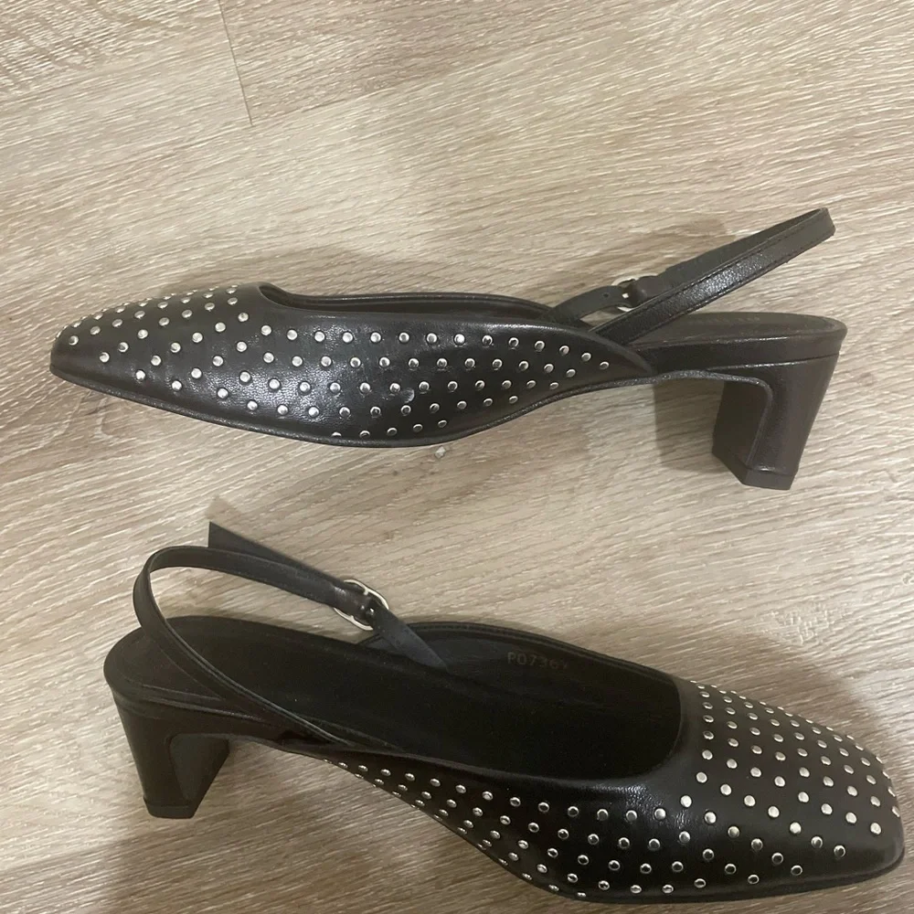 NWOT Alohas Black Studded Slingback Heel Mules - Picture 3 of 5
